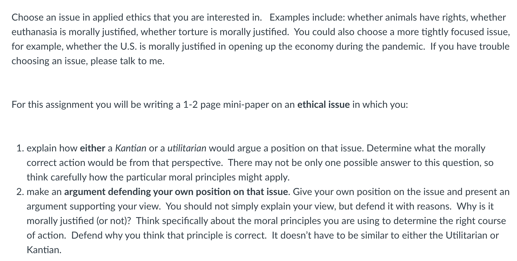 Choose an issue in applied ethics that you are 
