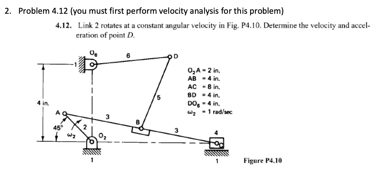 2. Problem 4.12 (you must first perform velocity | Chegg.com