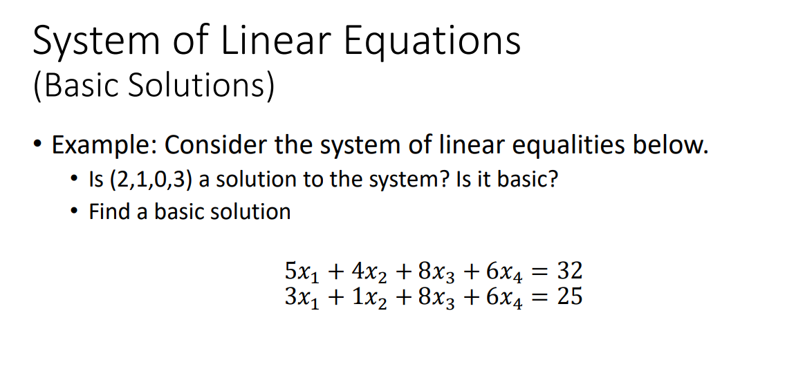 System of Linear Equations(Basic Solutions)Example: | Chegg.com