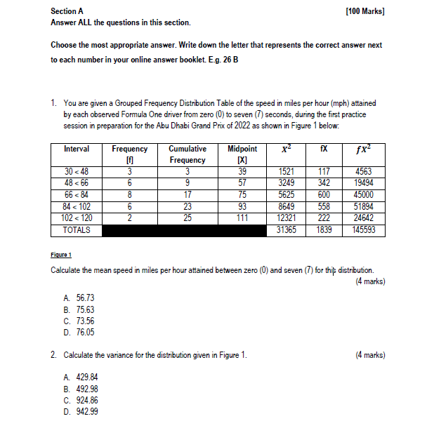 Solved Section A [100 Marks] Answer ALL the questions in | Chegg.com