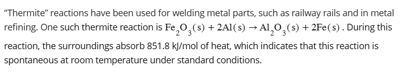 Solved "Thermite" Reactions Have Been Used For Welding Metal | Chegg.com