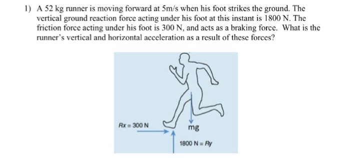 Solved A 52 kg runner is moving forward at 5m/s when his | Chegg.com