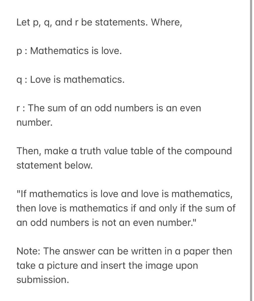 Solved Let p,q, and r be statements. Where, p Mathematics