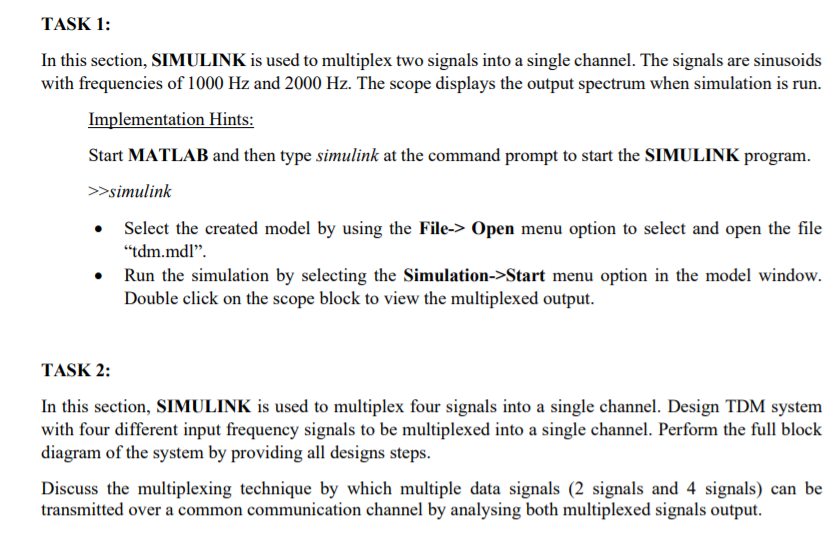 Solved TASK 1: In this section, SIMULINK is used to | Chegg.com