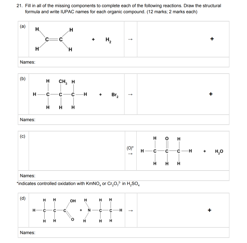 Solved 21. Fill in all of the missing components to complete | Chegg.com