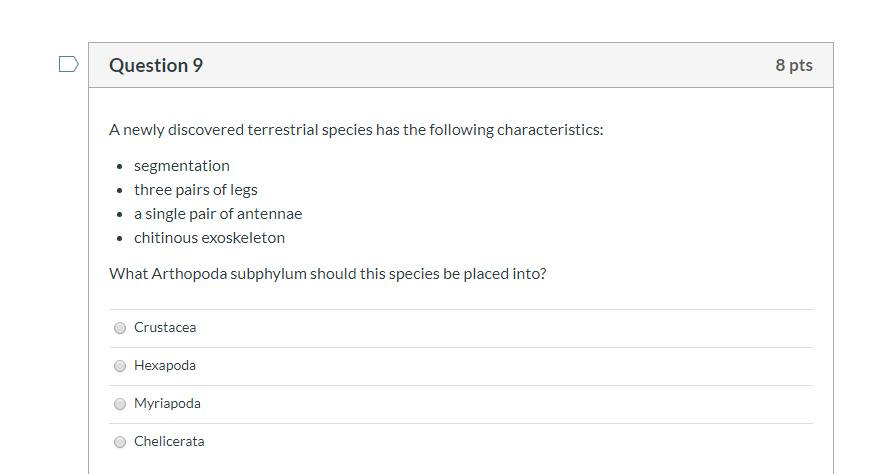 Solved A newly discovered terrestrial species has the | Chegg.com