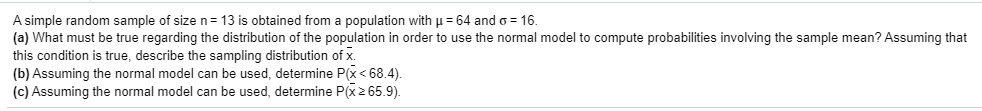 Solved A simple random sample of size n= 13 is obtained from | Chegg.com