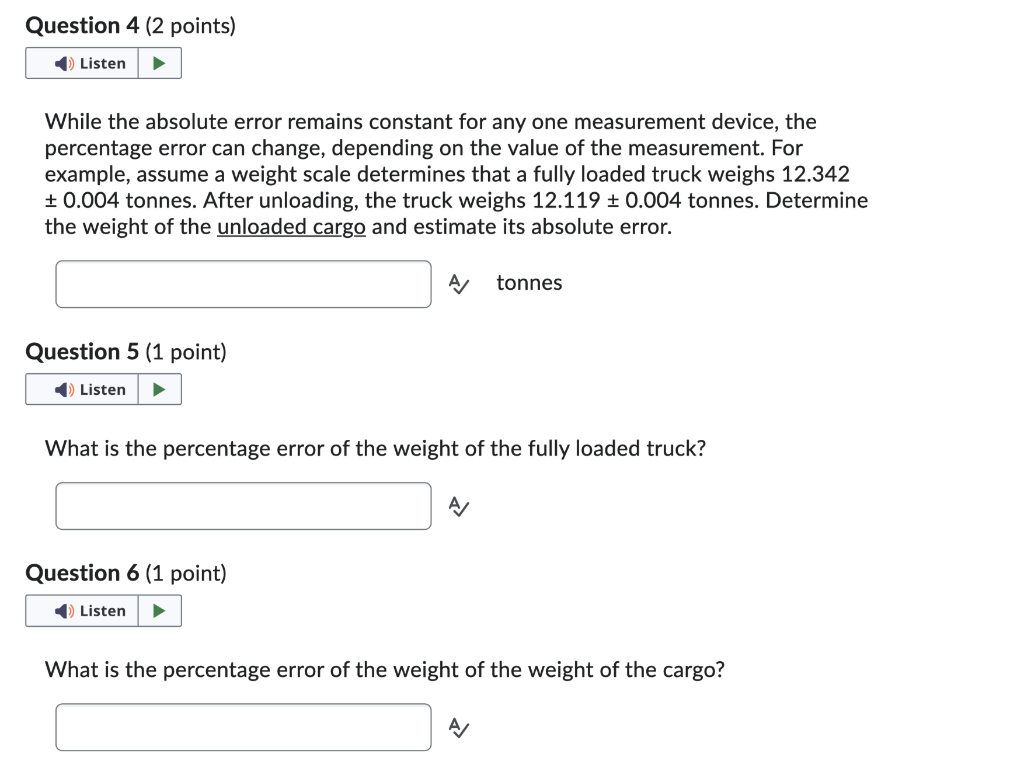 Solved While the absolute error remains constant for any one | Chegg.com
