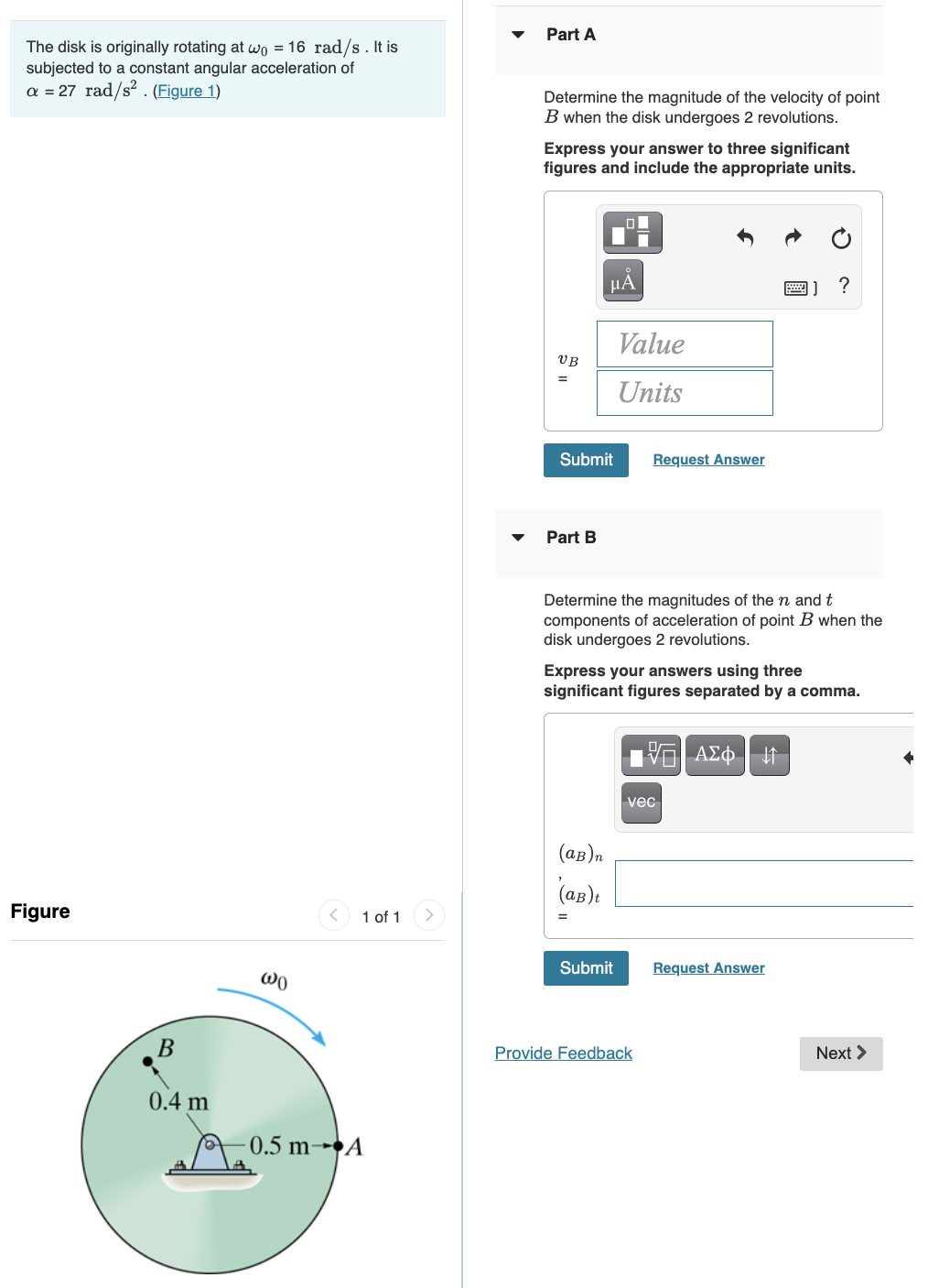 Solved Part A The disk is originally rotating at wo = 16 | Chegg.com