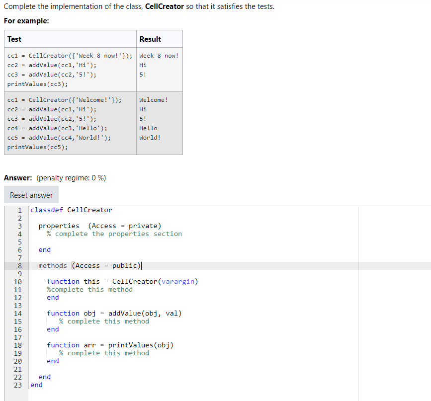 Solved Complete the implementation of the class, CellCreator | Chegg.com