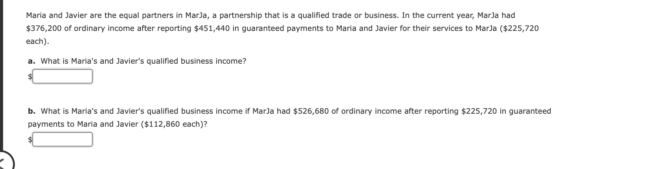 Solved Maria and Javier are the equal partners in Marja, a | Chegg.com