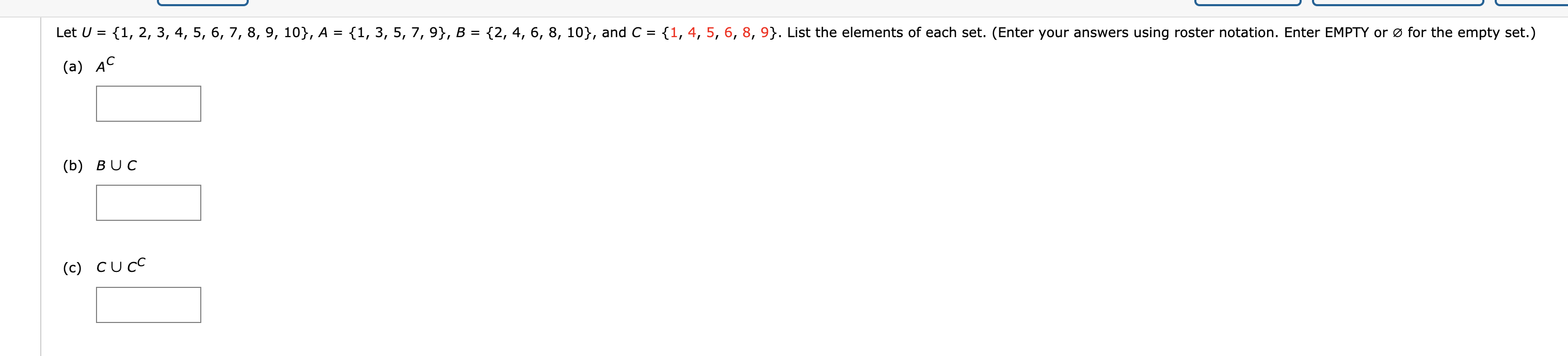 Solved Let U = {1, 2, 3, 4, 5, 6, 7, 8, 9, 10}, A = {1, 3, | Chegg.com