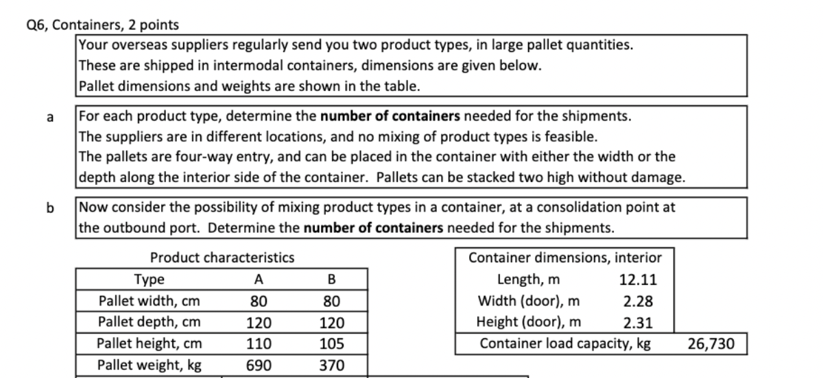 Solved a Q6, Containers, 2 points Your overseas suppliers | Chegg.com