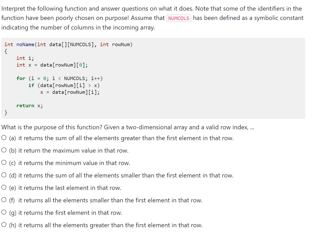Solved Interpret the following function and answer questions | Chegg.com