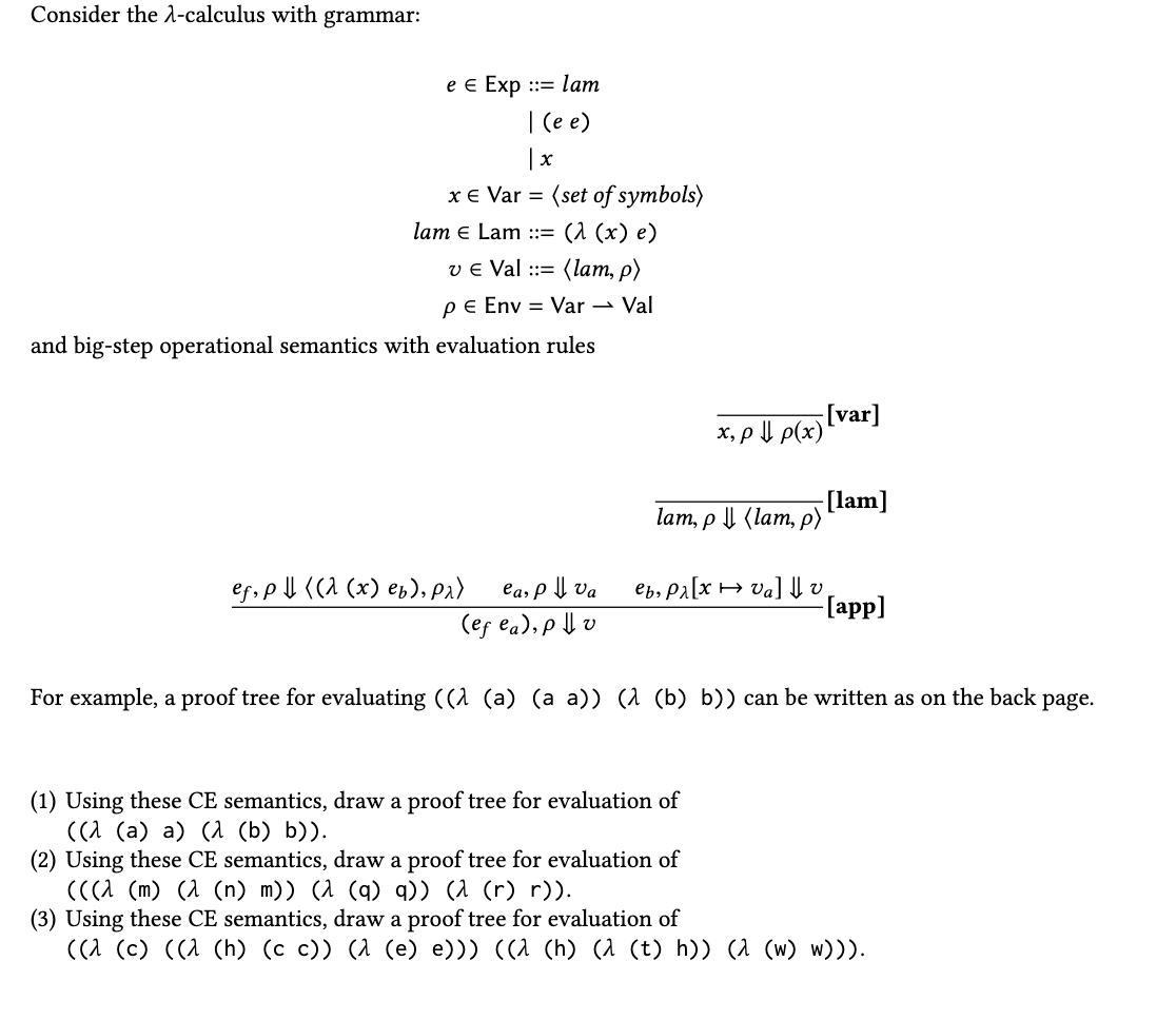 Consider The L Calculus With Grammar E Exp Chegg Com