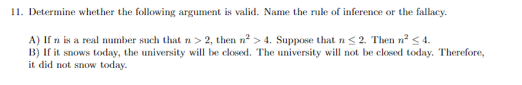 Solved 11. Determine Whether The Following Argument Is | Chegg.com