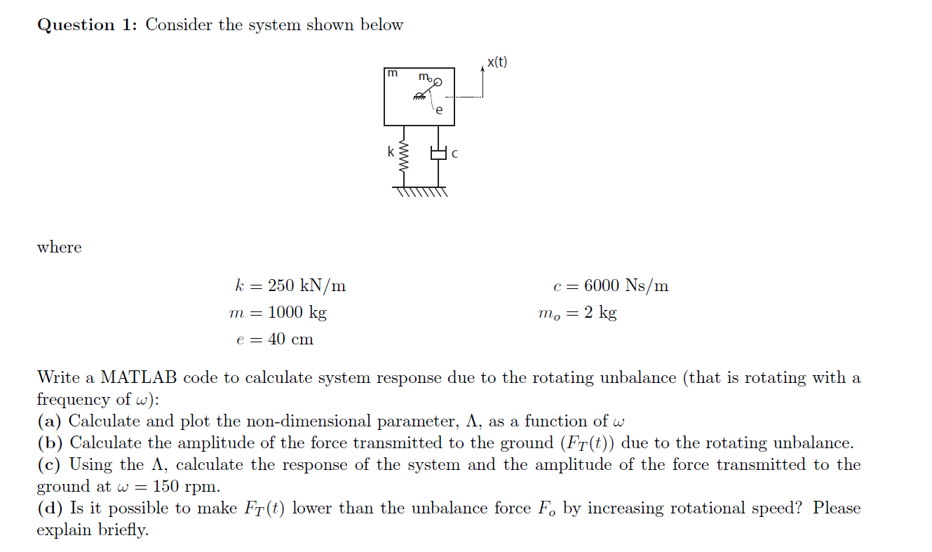 Question 1: Consider the system shown below where | Chegg.com
