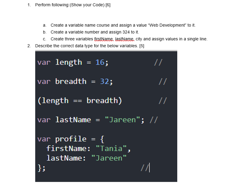 Solved 1. Perform following:(Show your Code) [6] a. Create a | Chegg.com