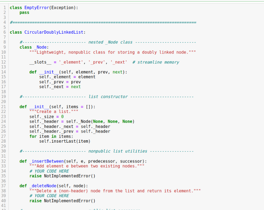 1 class EmptyError(Exception): 2 pass 3 4 # 5 6 class | Chegg.com
