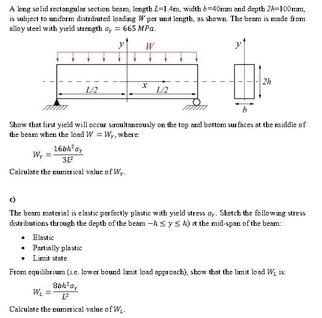 Solved A long solid rectangular section beam, length L=1.4 | Chegg.com