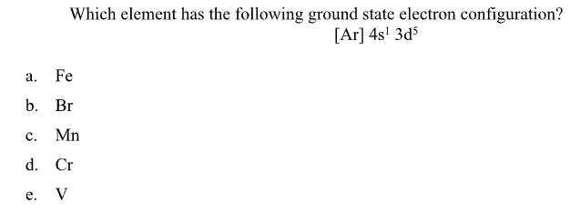 Solved Which element has the following ground state electron | Chegg.com