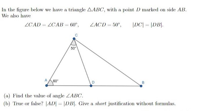 Solved In the figure below we have a triangle ABC, with a | Chegg.com