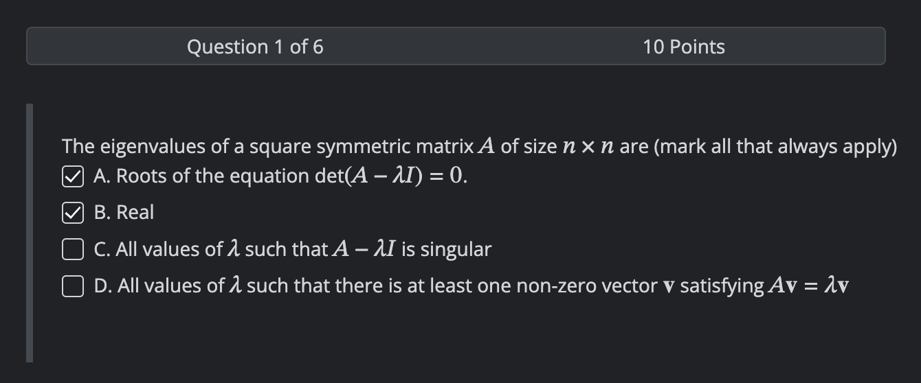Solved The eigenvalues of a square symmetric matrix A of | Chegg.com