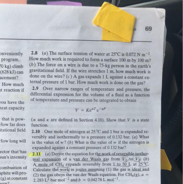 Solved 69 onveniently 2.8 (a) The surface tension of water | Chegg.com