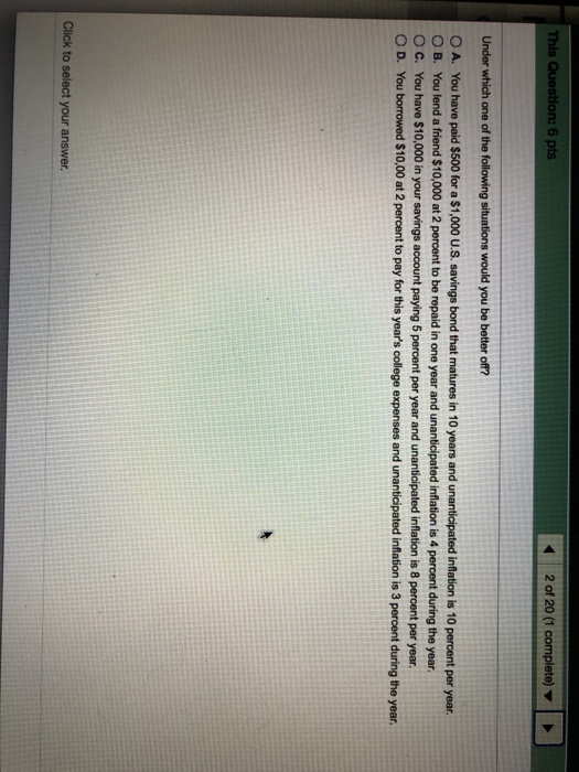 Solved under which one of the following situations would you | Chegg.com