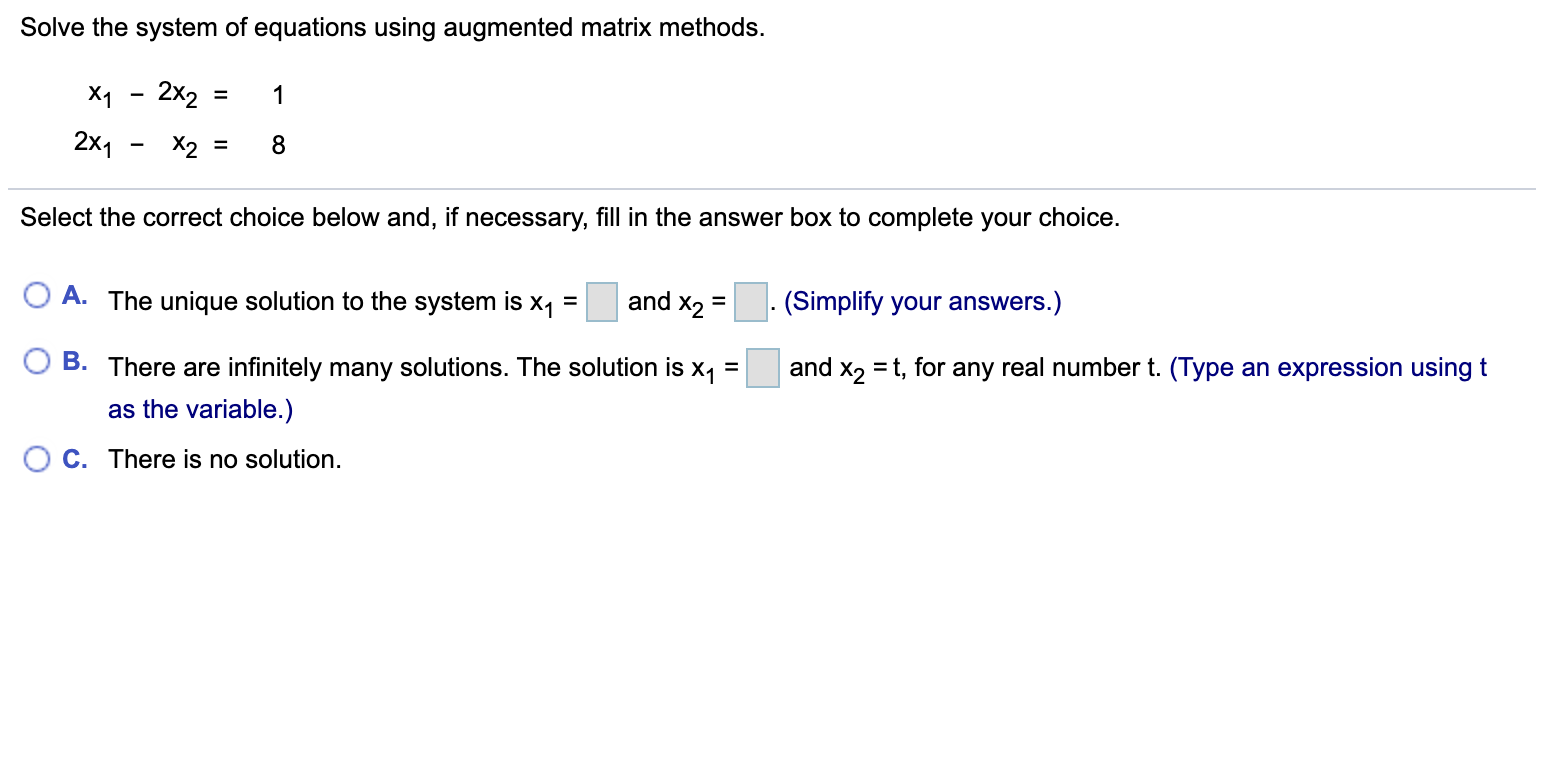 Solved Solve the system of equations using augmented matrix | Chegg.com