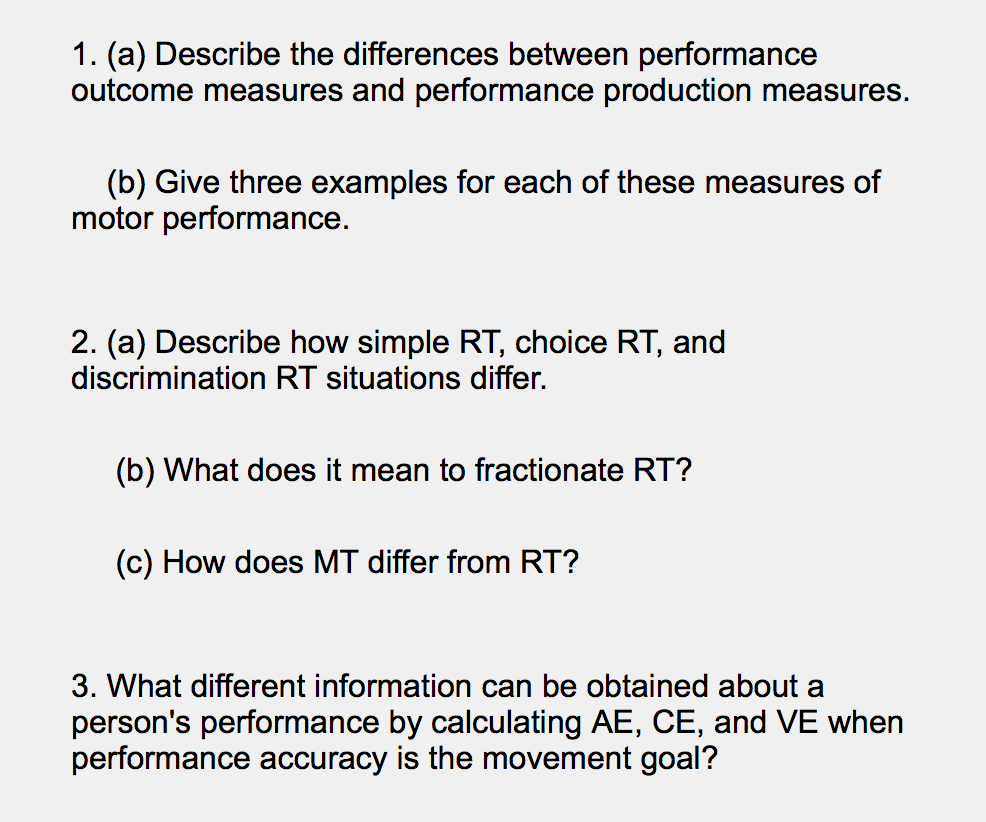 Solved 1. (a) Describe the differences between performance