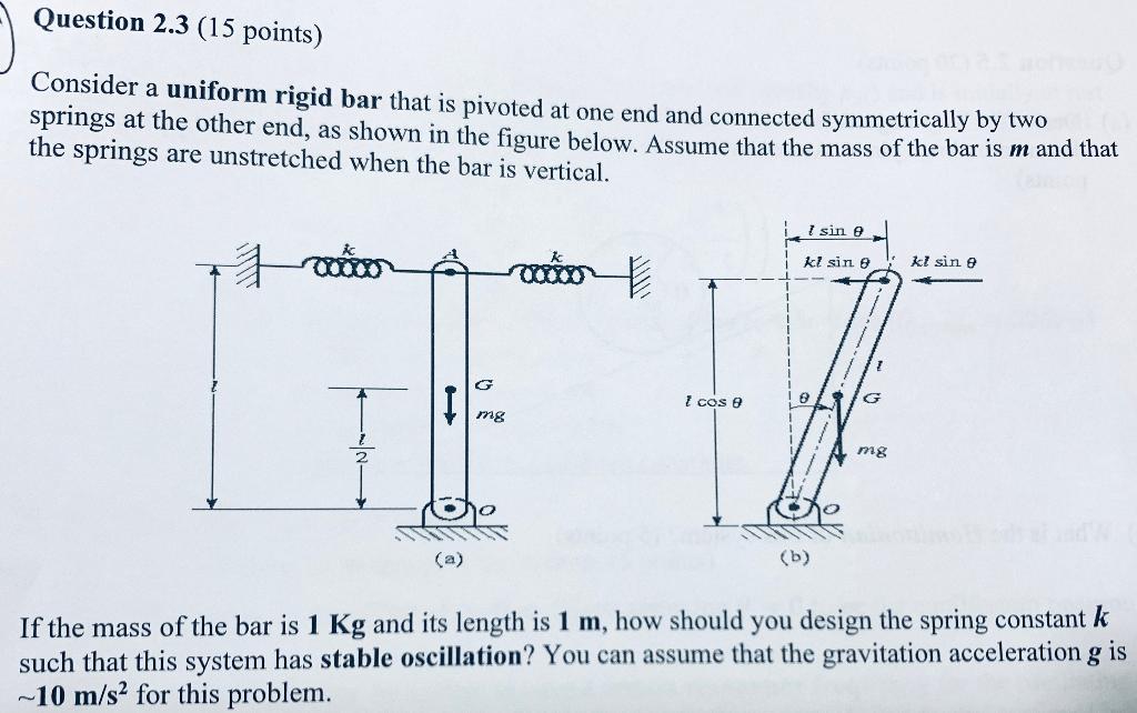 Solved Question 2.3 (15 points) a Consider a uniform rigid | Chegg.com