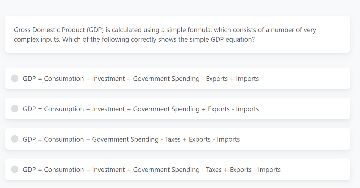 Solved Gross Domestic Product (GDP) ﻿is calculated using a | Chegg.com