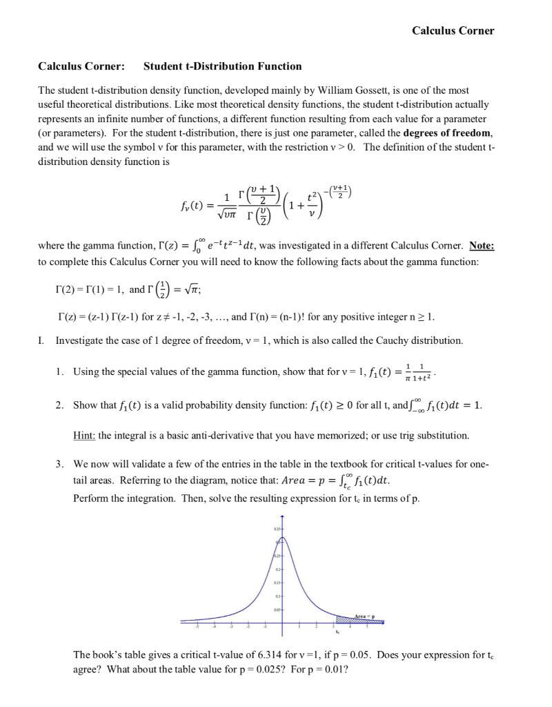 Calculus Corner Calculus Corner: Student | Chegg.com