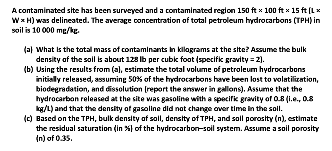 Solved A Contaminated Site Has Been Surveyed And A | Chegg.com