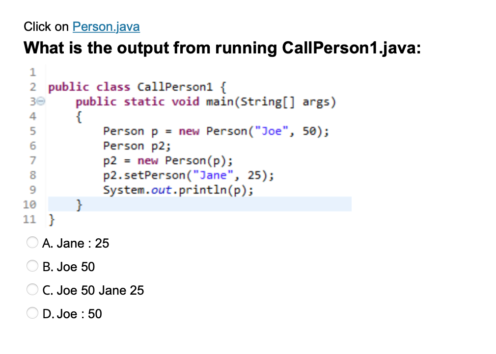 Solved Click on Person.java What is the output from running | Chegg.com