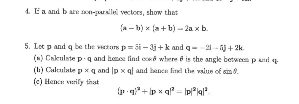 Solved 4 If A And B Are Non Parallel Vectors Show That Chegg Com