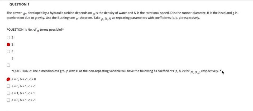 Solved QUESTION 1 The power w.developed by a hydraulic | Chegg.com