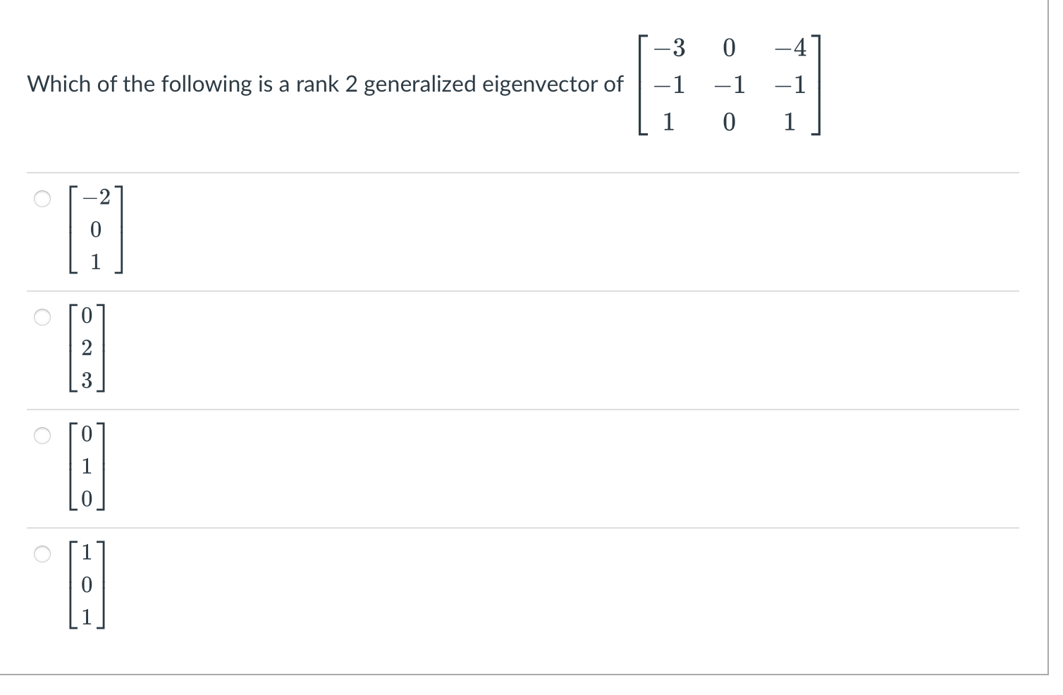 Solved Which of the following is a rank 2 generalized | Chegg.com