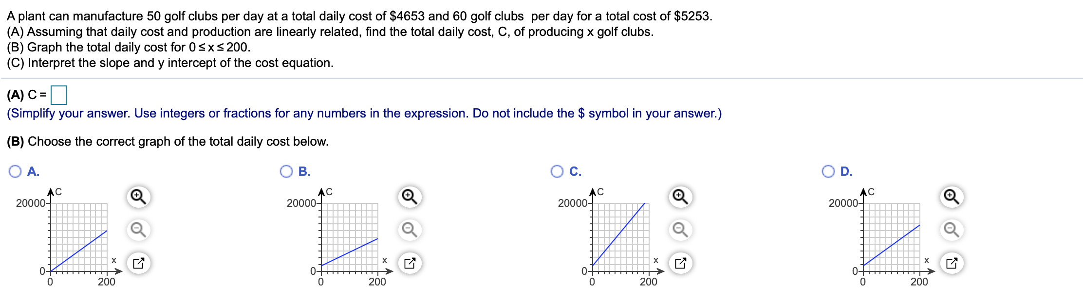 Solved A plant can manufacture 50 golf clubs per day at a