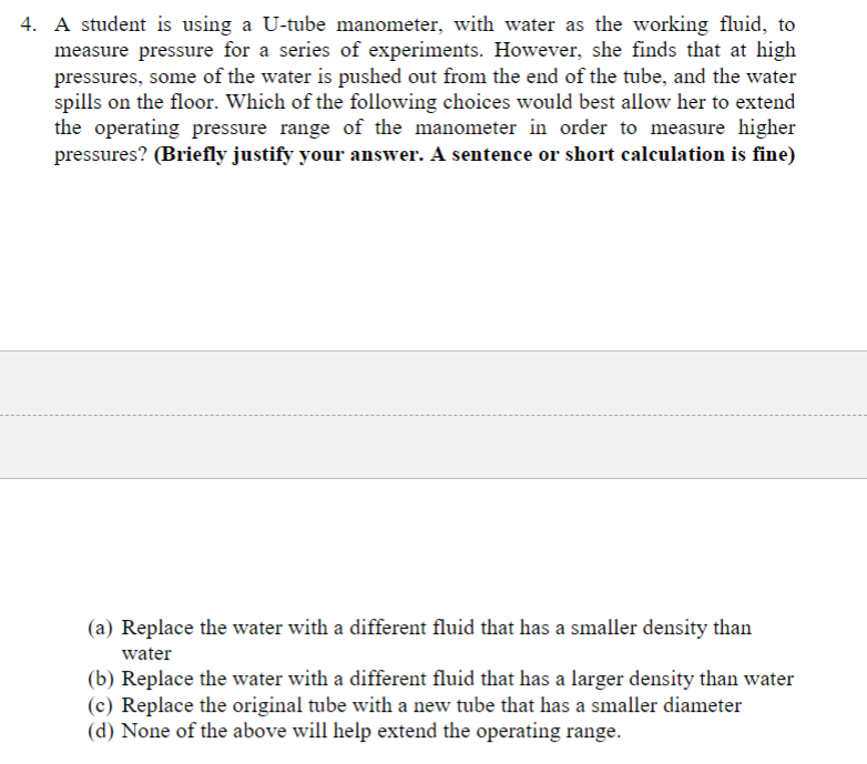 Solved A waterfilled manometer is used to measure the