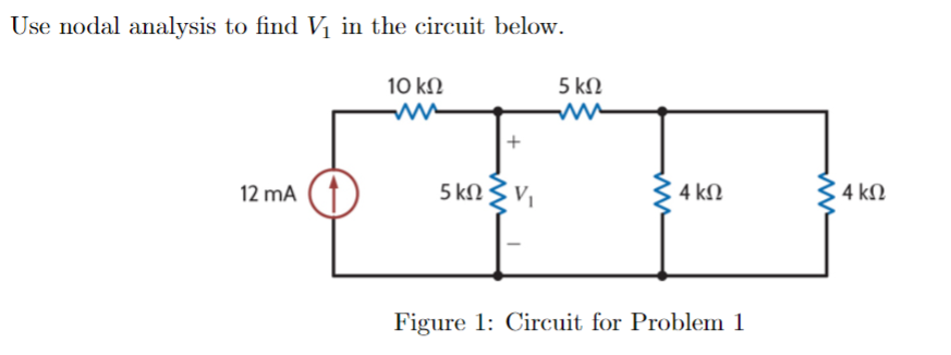 Solved Use nodal analysis to find V1 in the circuit below. | Chegg.com