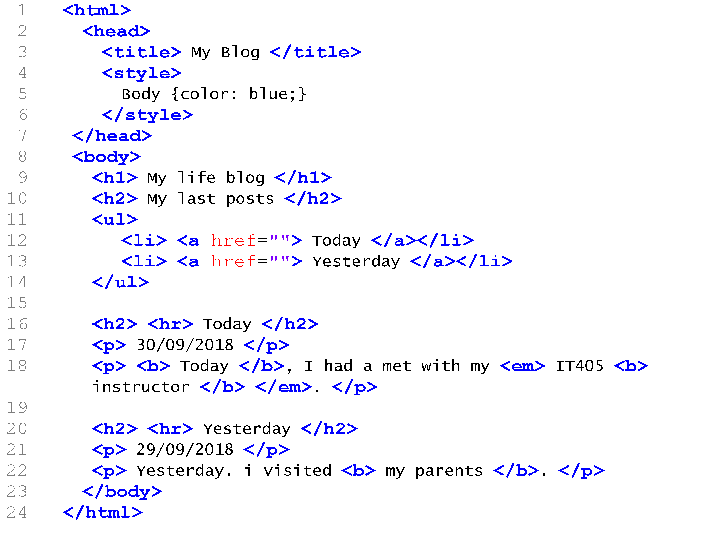 Solved 1 2 Body {color: blue; ^ | Chegg.com