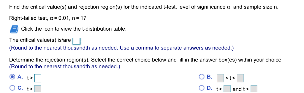 Solved Find the critical value(s) and rejection region(s) | Chegg.com