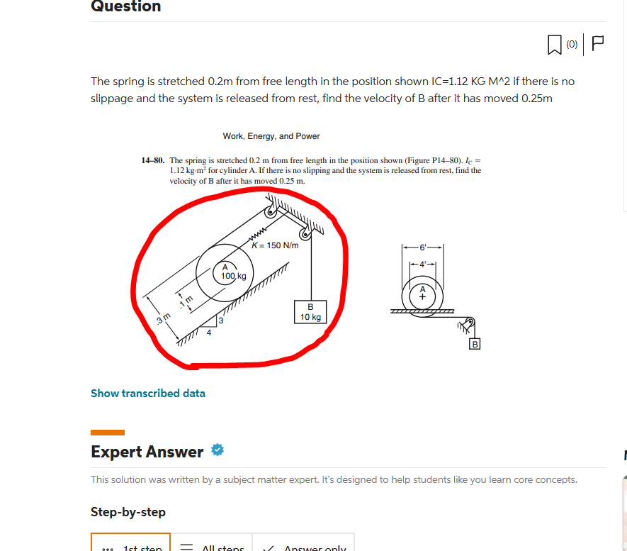 Solved The spring is stretched 0.2 m from free length in the | Chegg.com