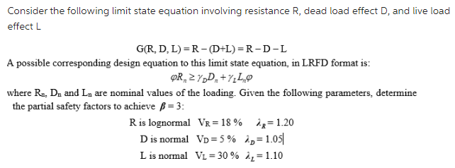 Solved Consider the following limit state equation involving | Chegg.com