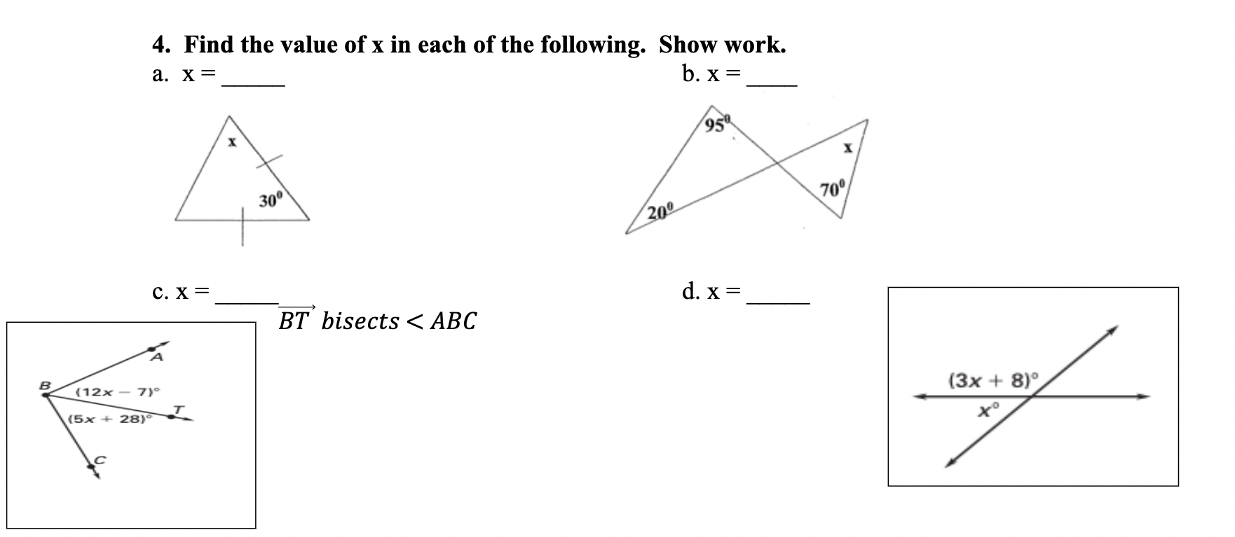 2 what is the value of x show your work