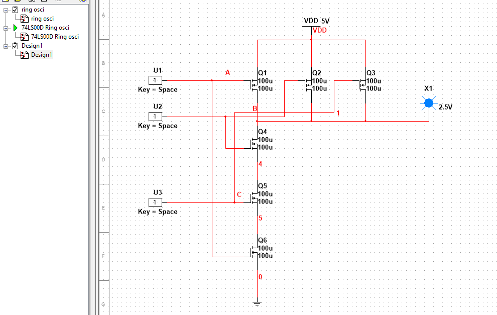 Solved I am trying to make a 3 input NAND gate using nmos | Chegg.com