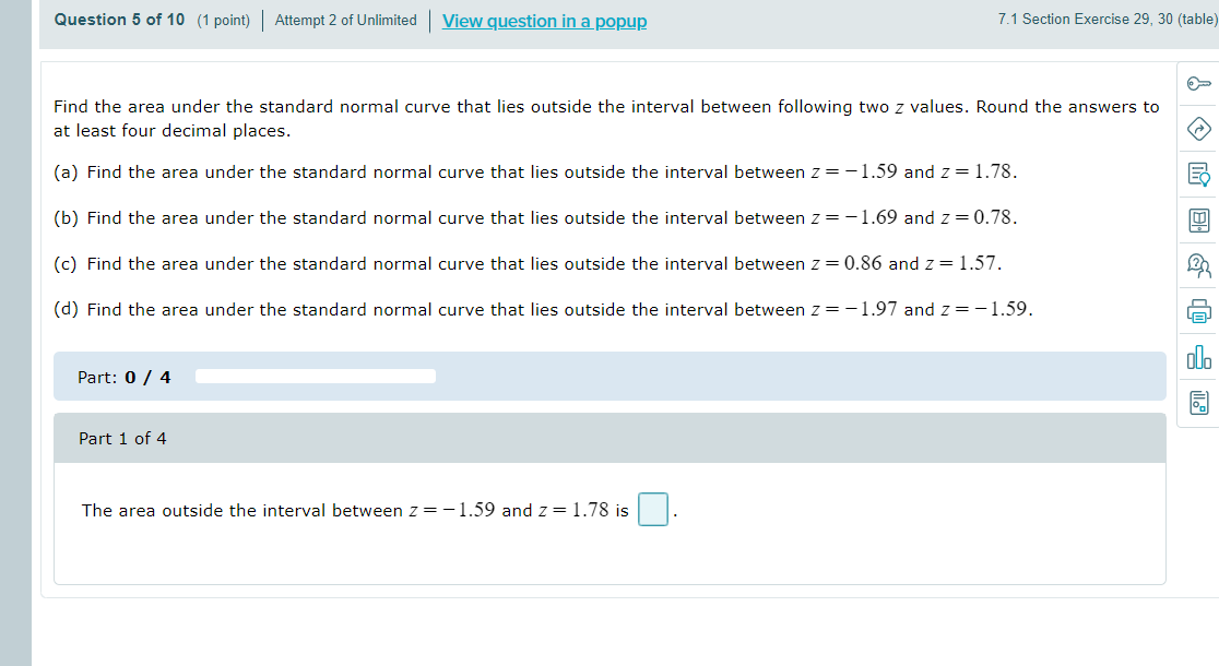 Solved Find the area under the standard normal curve that