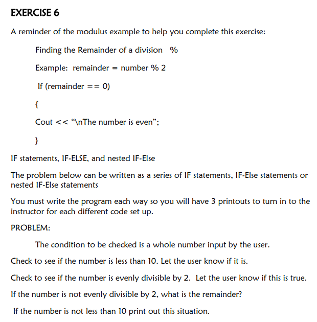 Solved EXERCISE 6 A reminder of the modulus example to help | Chegg.com